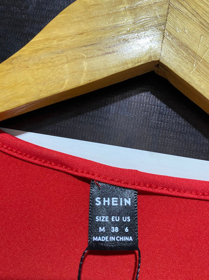 SHEIN |M| BUST 15| B11| BRIGHT RED ASYMMETRICAL CUT-OUT LONG SLEEVE TOP