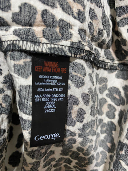 GEORGE |XL| BUST 23| WOMEN’S ANIMAL PRINT LEOPARD V-NECK SHORT CAP SLEEVE BLOUSE TOP