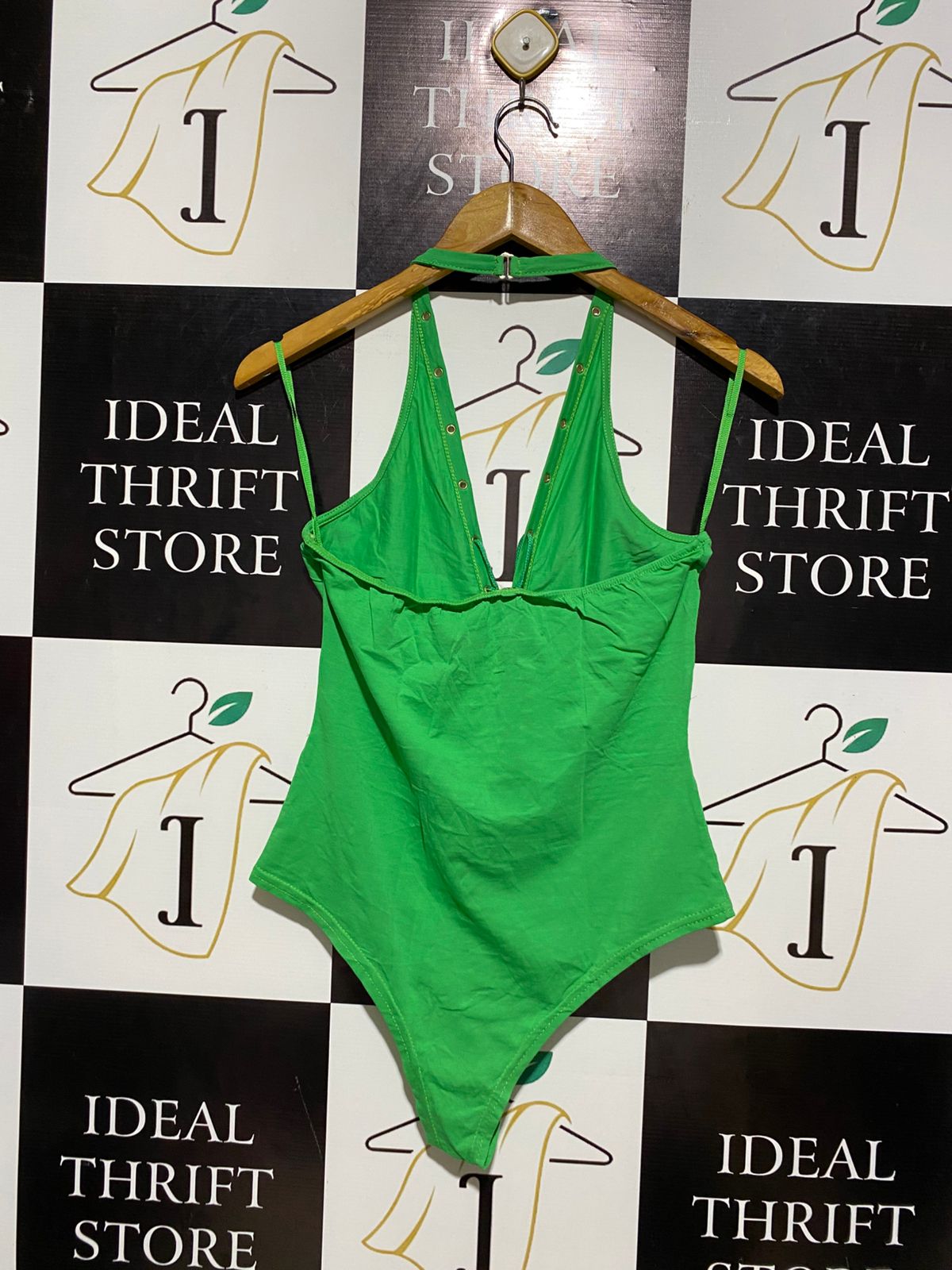 GIORGIA |M/L| BUST 14| EMERALD GREEN LACE-UP HALTER BODYSUIT