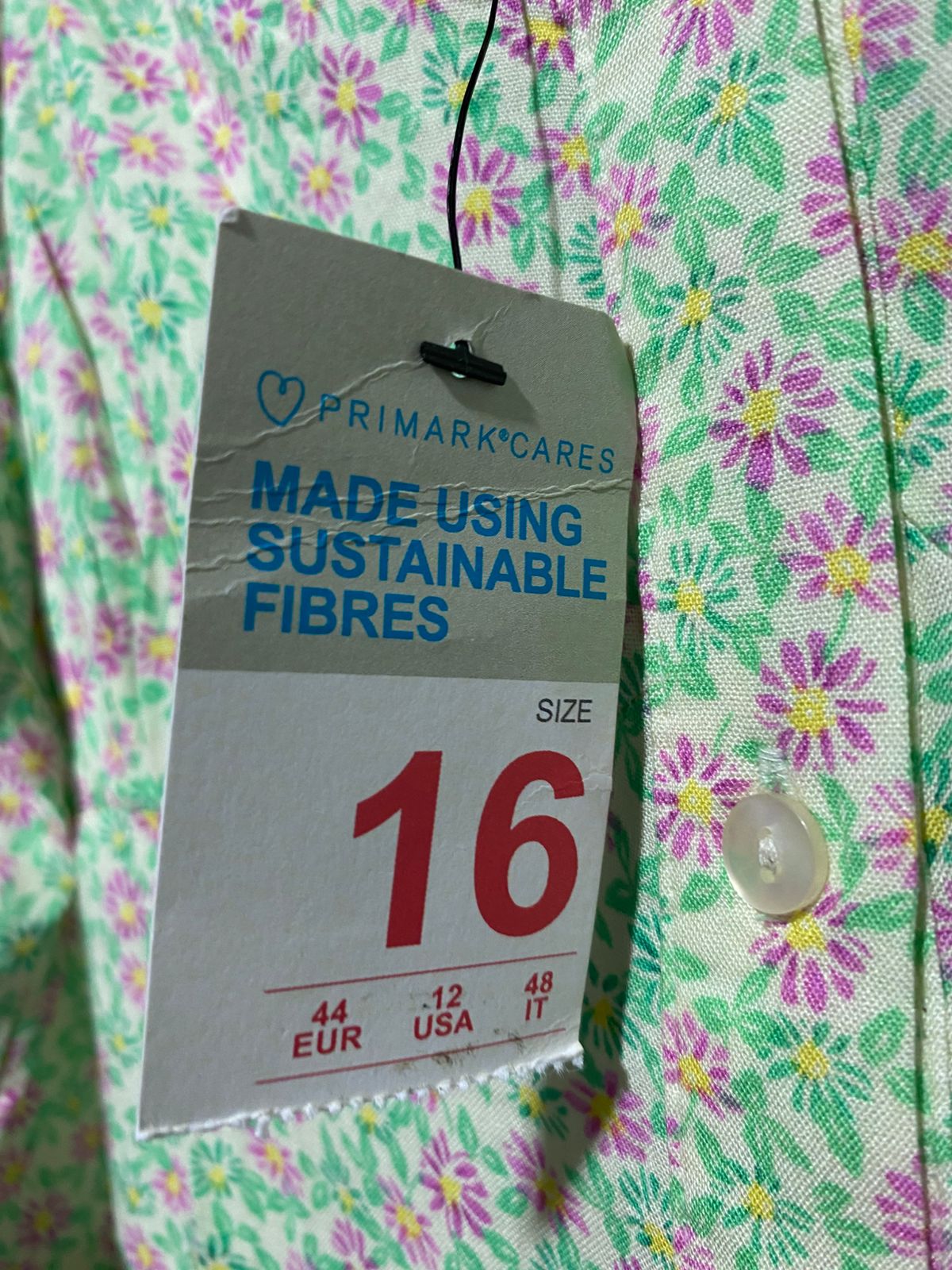 PRIMARK CARES |M| BUST 18| C6|  MINT GREEN FLORAL PUFF SLEEVE TEA DRESS
