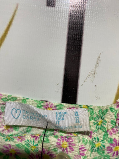 PRIMARK CARES |M| BUST 18| C6|  MINT GREEN FLORAL PUFF SLEEVE TEA DRESS