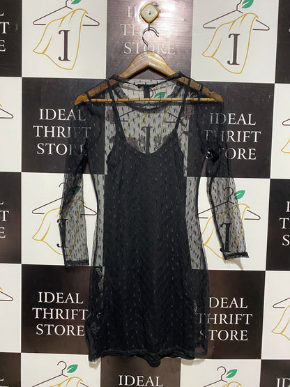 NEW LOOK |M| BUST 16| ROMANTIC EMBROIDERED FLORAL MESH MINI DRESS