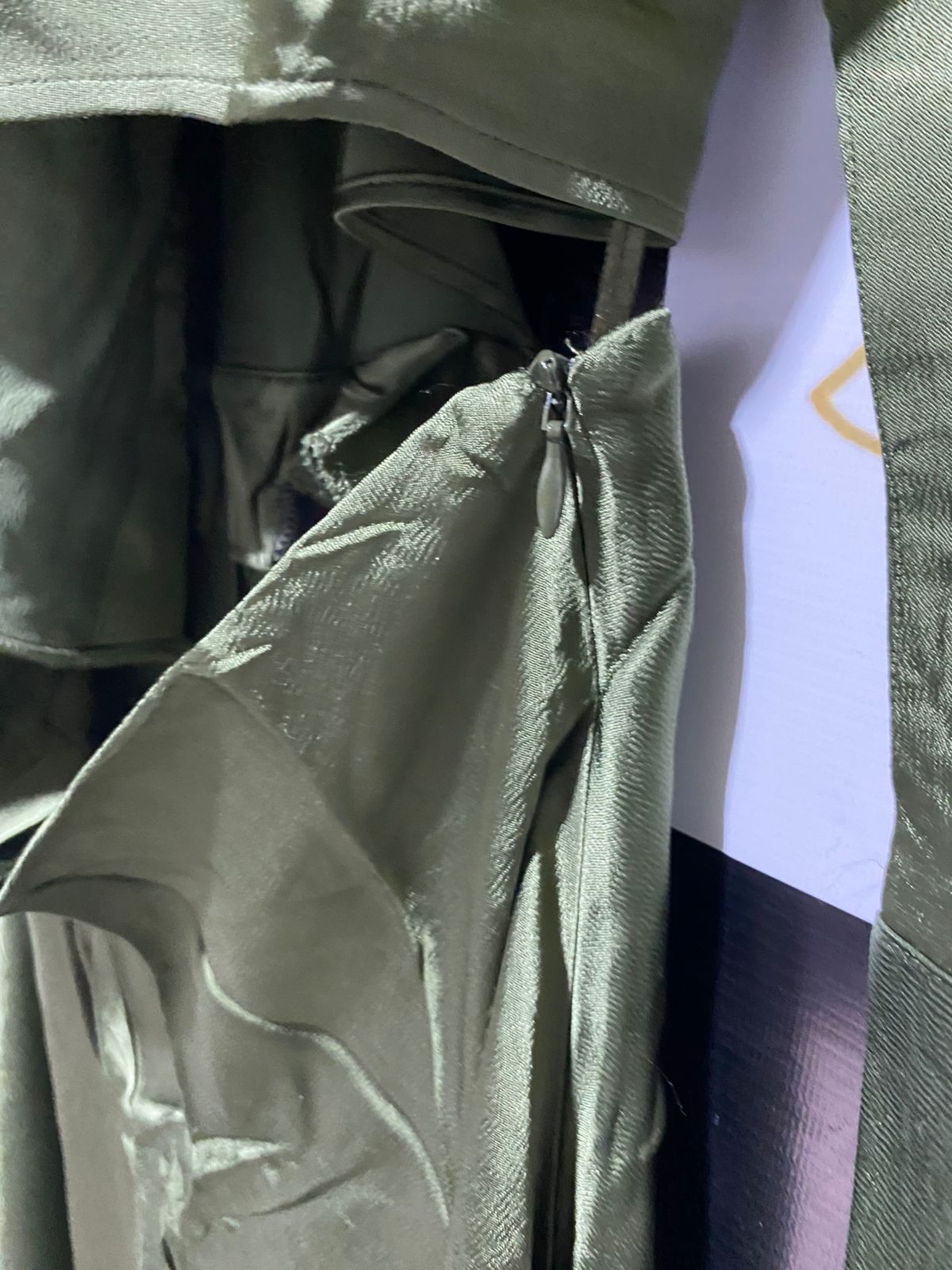 ZARA |XL| BUST 21| SATIN OLIVE GREEN MAXI DRESS