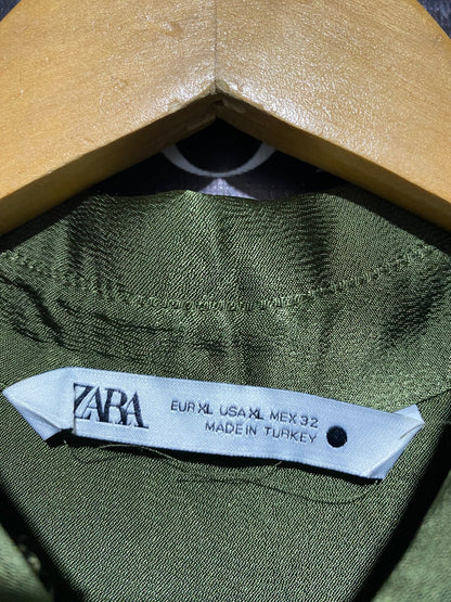 ZARA |XL| BUST 21| SATIN OLIVE GREEN MAXI DRESS
