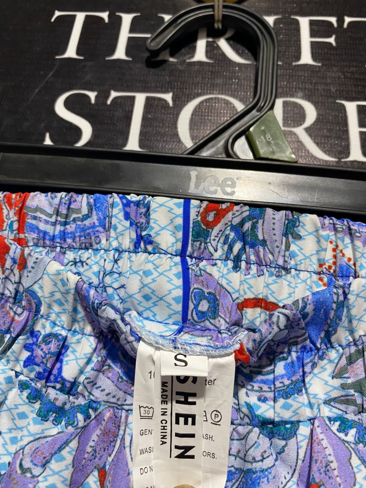 SHEIN |S| WAIST 24| VIBRANT BLUE PAISLEY SCARF PRINT HIGH-WAISTED SHORTS