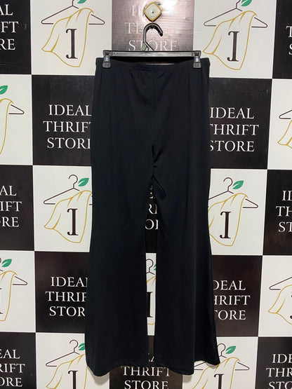 SHEIN |M| WAIST 28| CHIC BLACK WIDE LEG FLARE PANTS WITH CRYSTAL BUCKLE DETAIL