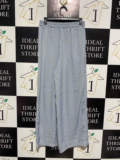 ANKO |M| WAIST 28| VINTAGE BLUE & WHITE GEOMETRIC PRINT WIDE LEG PALAZZO PANTS