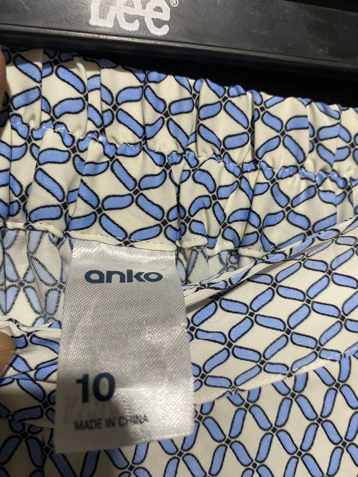 ANKO |M| WAIST 28| VINTAGE BLUE & WHITE GEOMETRIC PRINT WIDE LEG PALAZZO PANTS