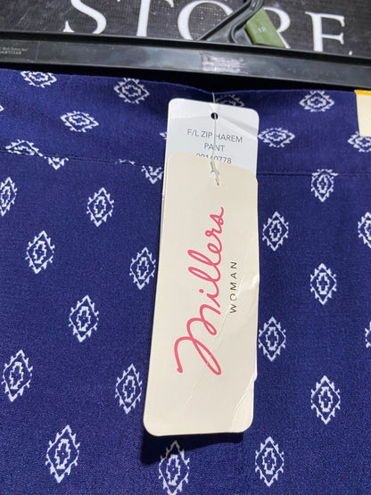 MILLERS |M| WAIST 28| NAVY BLUE GEOMETRIC PRINT PANTS ZIP POCKETS TAPERED LEG