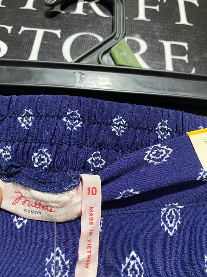 MILLERS |M| WAIST 28| NAVY BLUE GEOMETRIC PRINT PANTS ZIP POCKETS TAPERED LEG