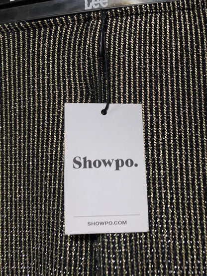 SHOWPO |M| WAIST 26| GOLD METALLIC SHIMMER RIBBED FLARE PANTS HIGH WAISTED PARTY