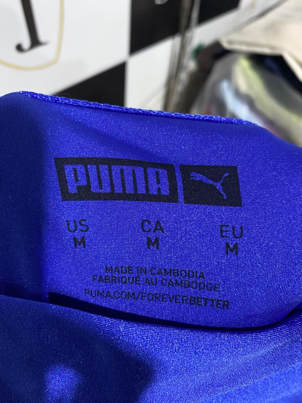 PUMA |M| WAIST 28| VINTAGE ICONIC COBALT BLUE SHINY SPANDEX LEGGINGS HIGH WAISTED YOKE FRONT