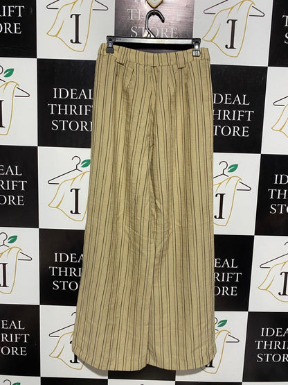 THE FATED |M| WAIST 28| WOMEN’S TAN PINSTRIPE WIDE-LEG TROUSERS