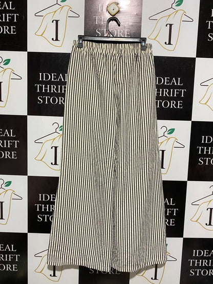 |M| WAIST 28| WOMEN’S VERTICAL STRIPE WIDE-LEG PANTS