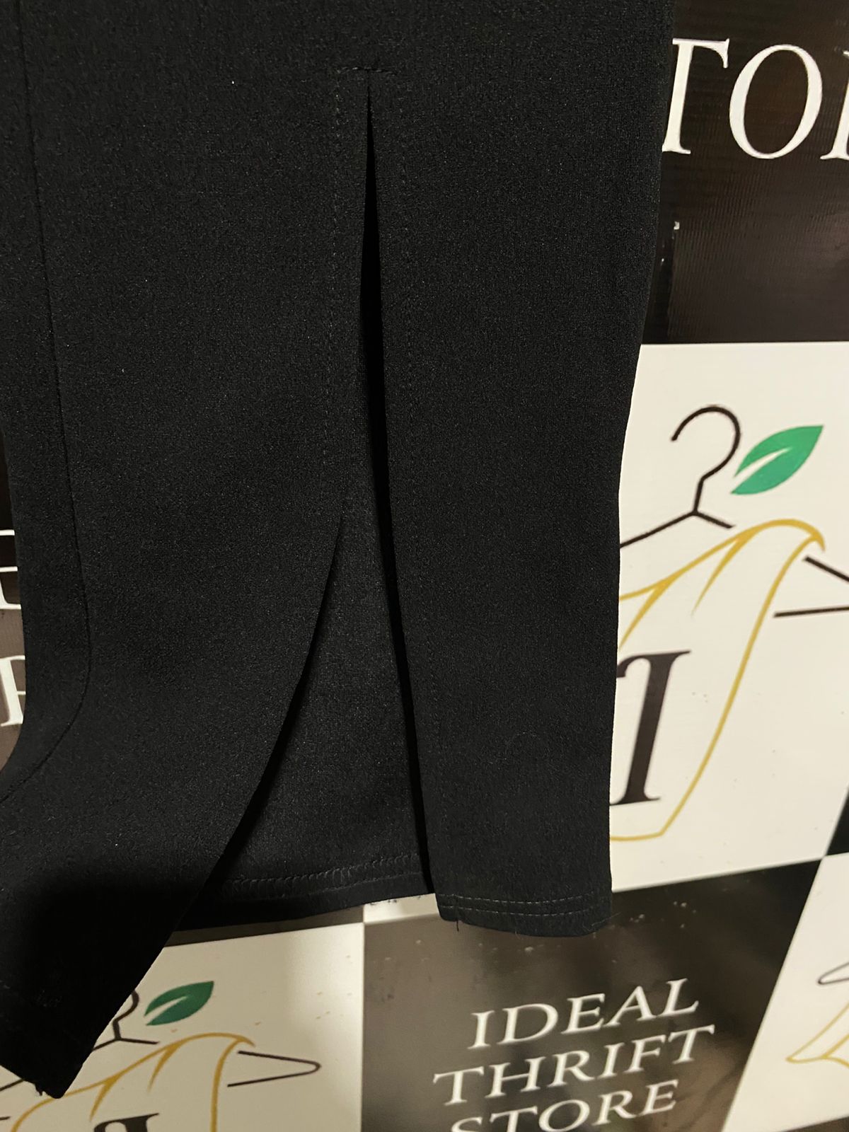 |L| WAIST 30| BLACK HIGH-WAISTED SLIT-HEM TROUSERS