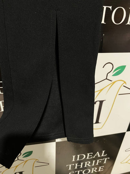 |L| WAIST 30| BLACK HIGH-WAISTED SLIT-HEM TROUSERS