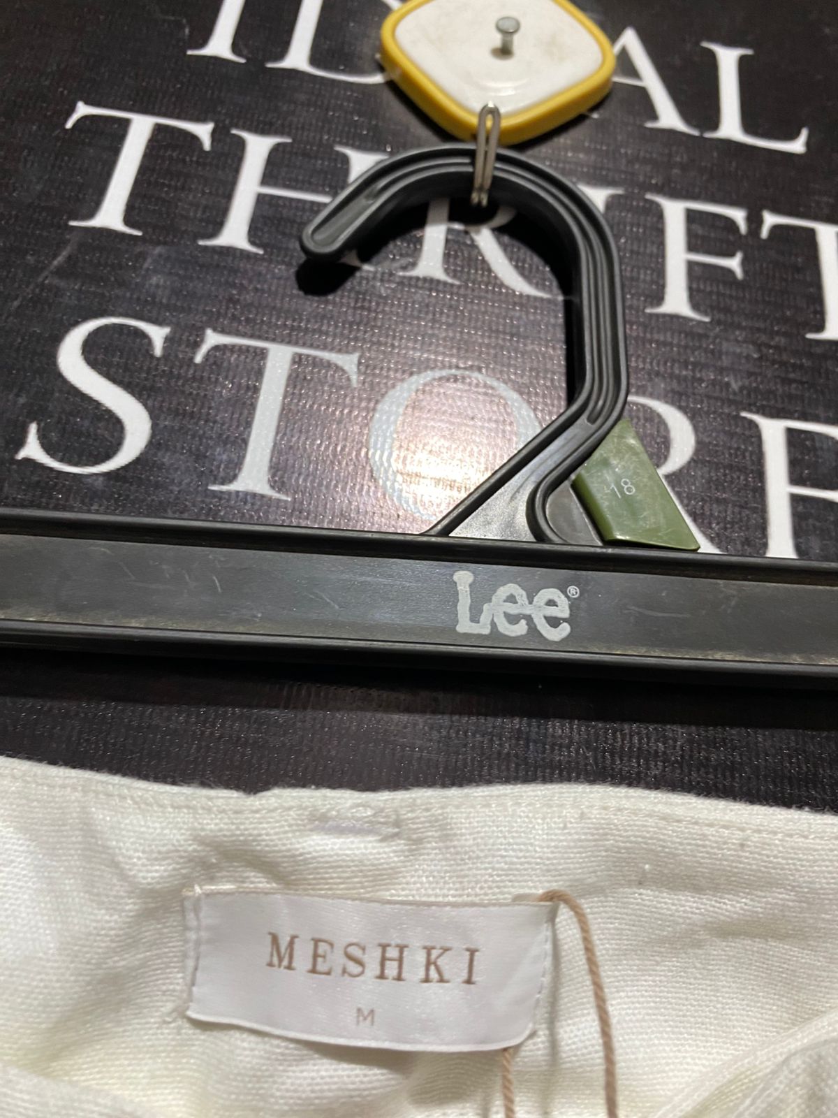 MESHKI |L| WAIST 32| WHITE LINEN-BLEND WIDE-LEG TROUSERS