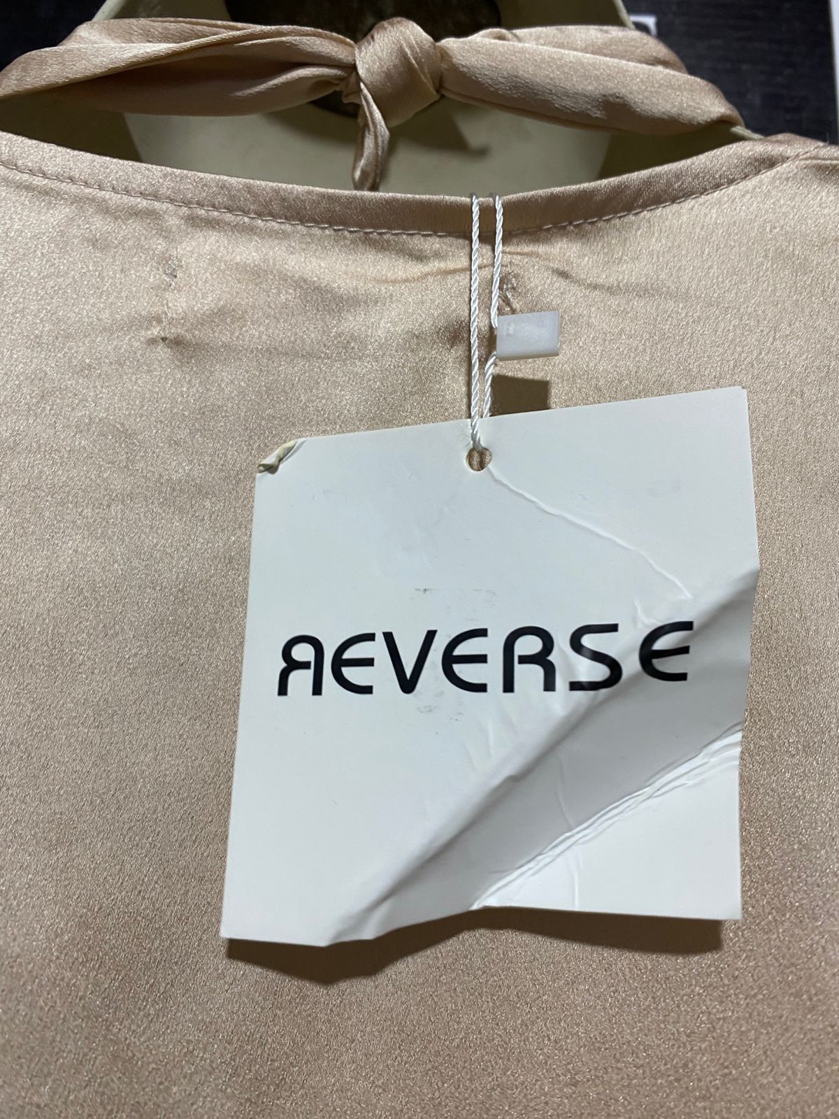 REVERSE |M| CHAMPAGNE SATIN CUT-OUT MAXI DRESS WITH OVERLAY