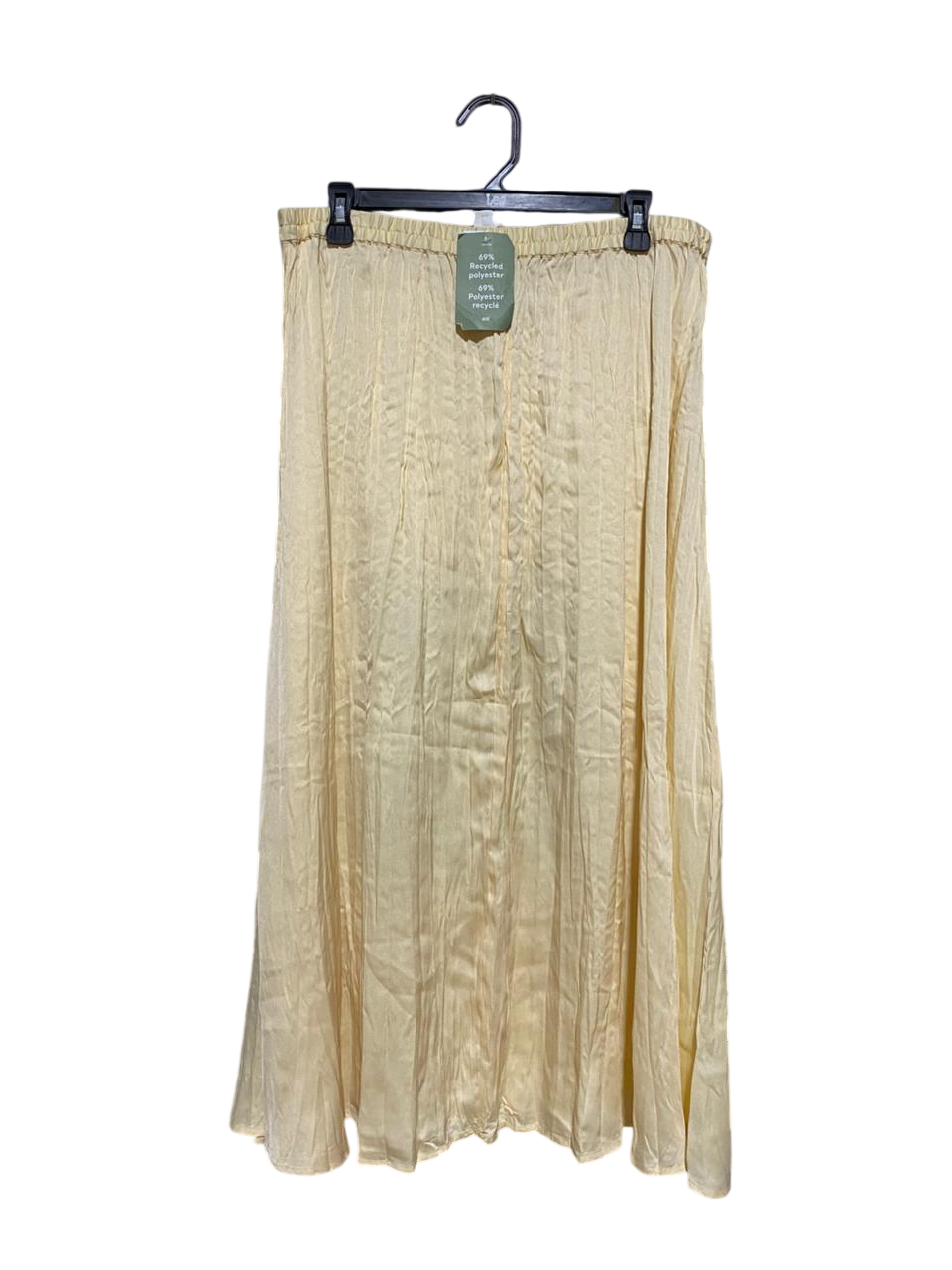 H&M |L| WAIST 32| C6| PALE YELLOW SATIN-LOOK MAXI SKIRT