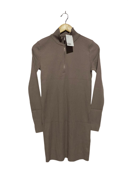 H&M |M| BUST 16| TAUPE RIBBED QUARTER-ZIP MOCK NECK MINI DRESS |B1|