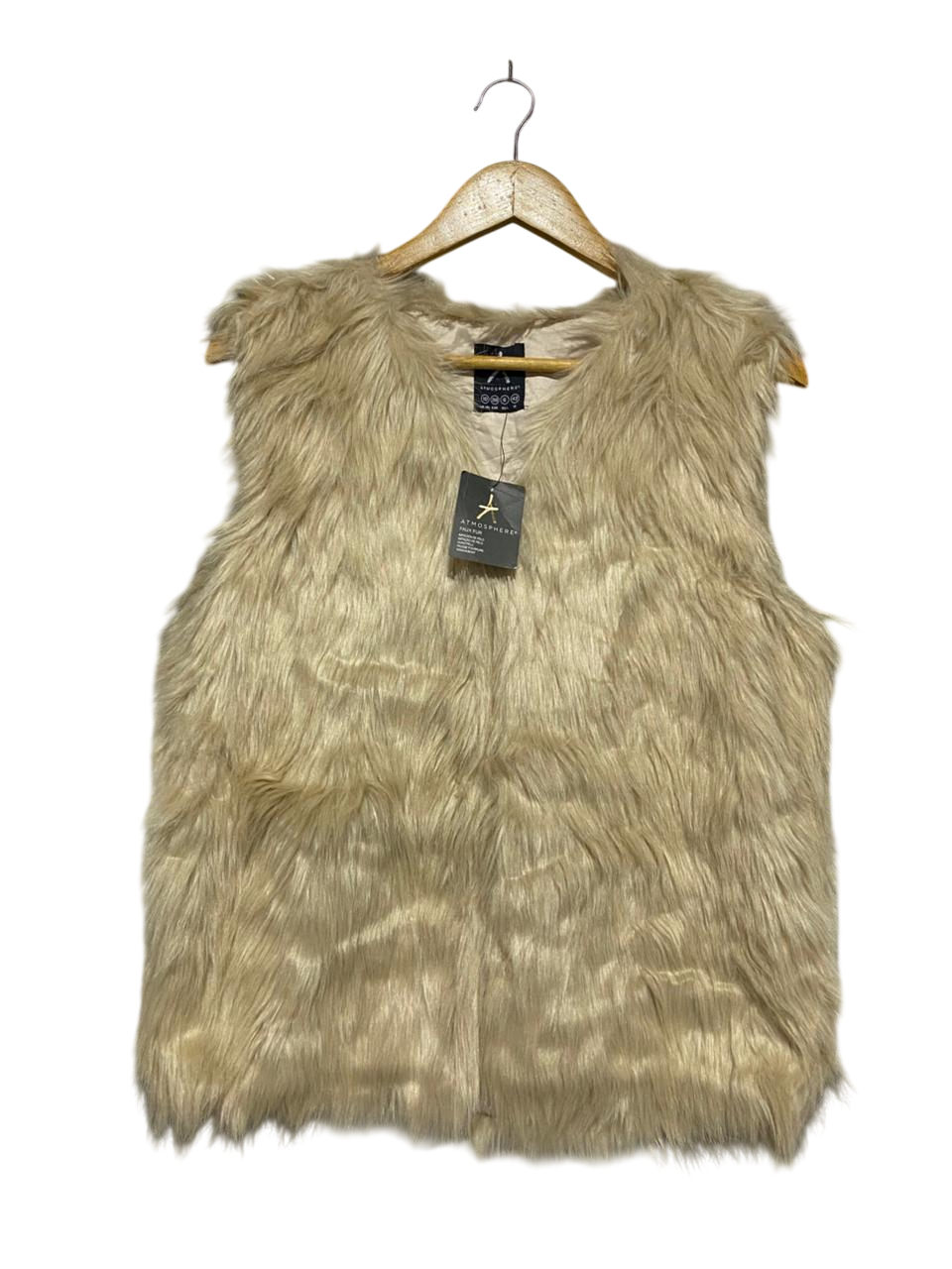 ATMOSPHERE |M| BUST 20| LUXE TAN FAUX FUR VEST SHAGGY BOHO GLAM WAISTCOAT |B1|