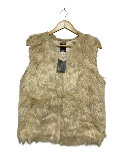 ATMOSPHERE |M| BUST 20| LUXE TAN FAUX FUR VEST SHAGGY BOHO GLAM WAISTCOAT |B1|