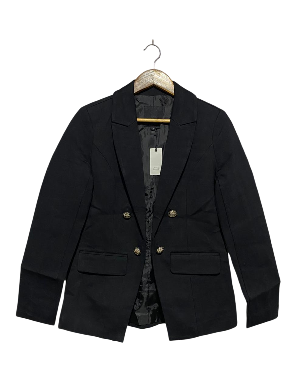 RIVER ISLAND |M| BUST 18| BLACK TAILORED BLAZER GOLD BUTTON MILITARY STYLE |B1|