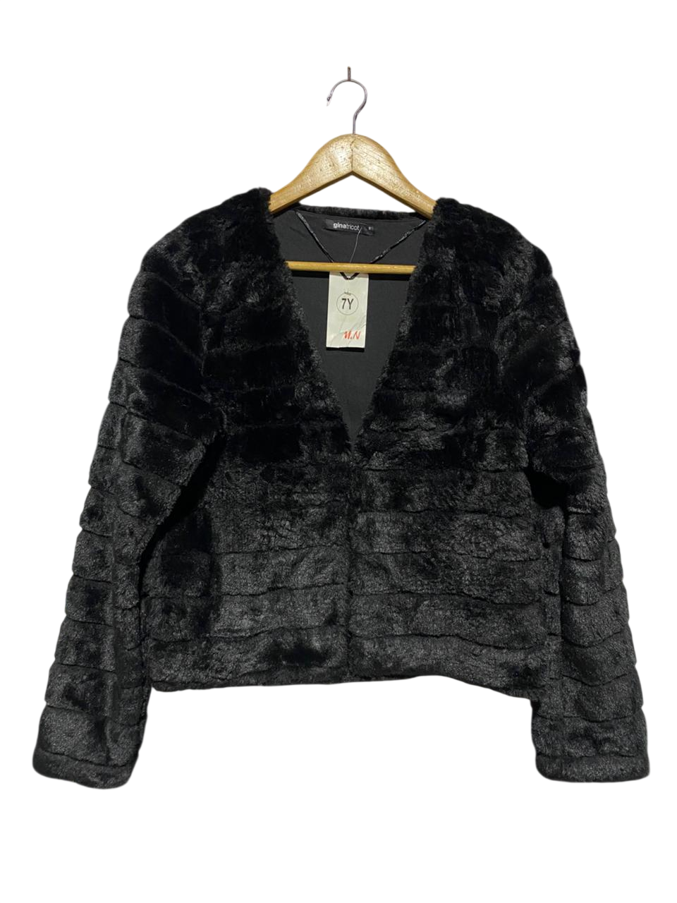 GINA TRICOT |S| BUST 19| LUXE BLACK FAUX FUR CROP JACKET |B1|