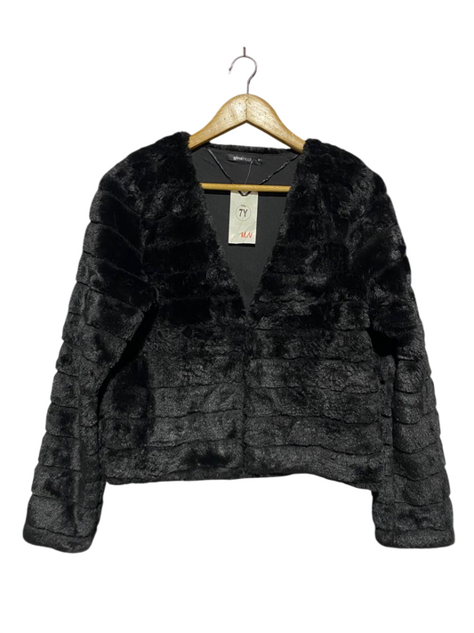 GINA TRICOT |S| BUST 19| LUXE BLACK FAUX FUR CROP JACKET |B1|