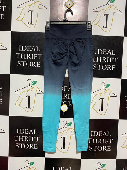 |S| WAIST 24| NAVY TO TEAL OMBRE LEGGINGS
