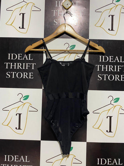 NEW LOOK |S| BUST 13| BLACK TEXTURED CORSET BODYSUIT