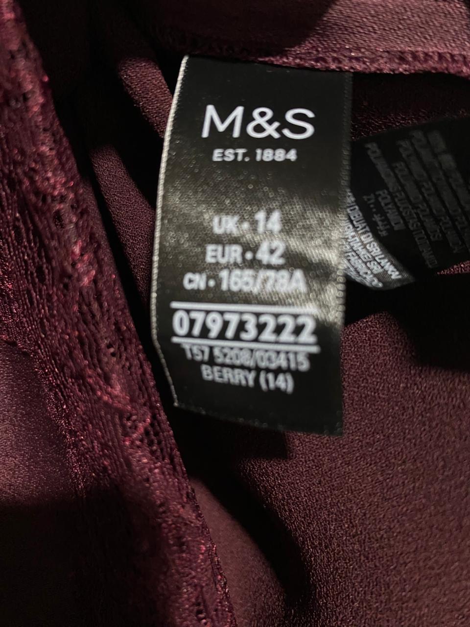 M&S |L|WAIST 34| BURGUNDY SATIN LACE-TRIM MIDI SKIRT
