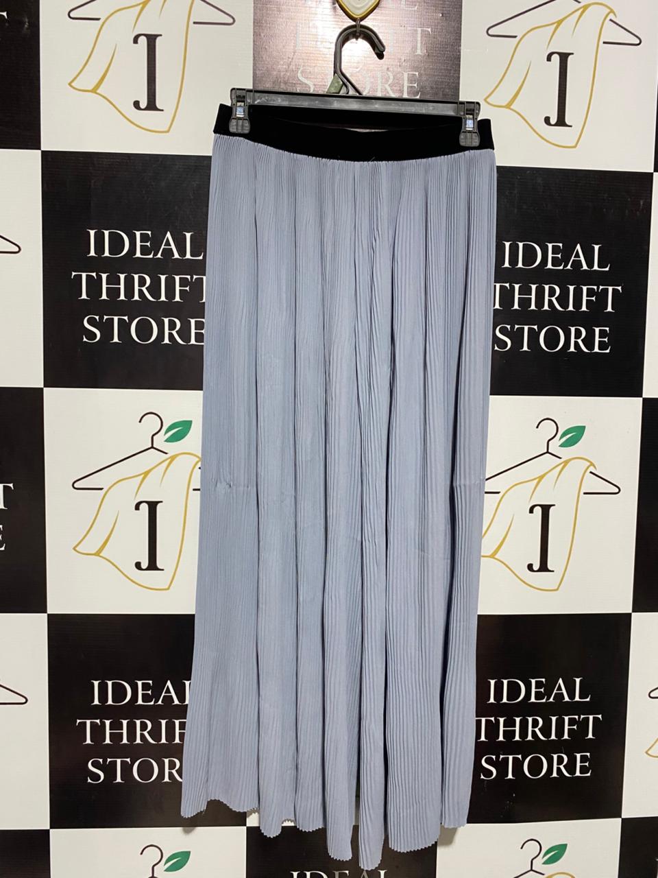ZARA BASIC |M| WAIST 26| B11|  GREY PLEATED WIDE-LEG ELASTICATED TROUSERS