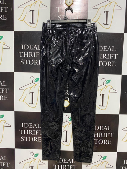 PULL & BEAR |M| WAIST 29| SHINY BLACK VINYL SKINNY HIGH WAIST TROUSERS