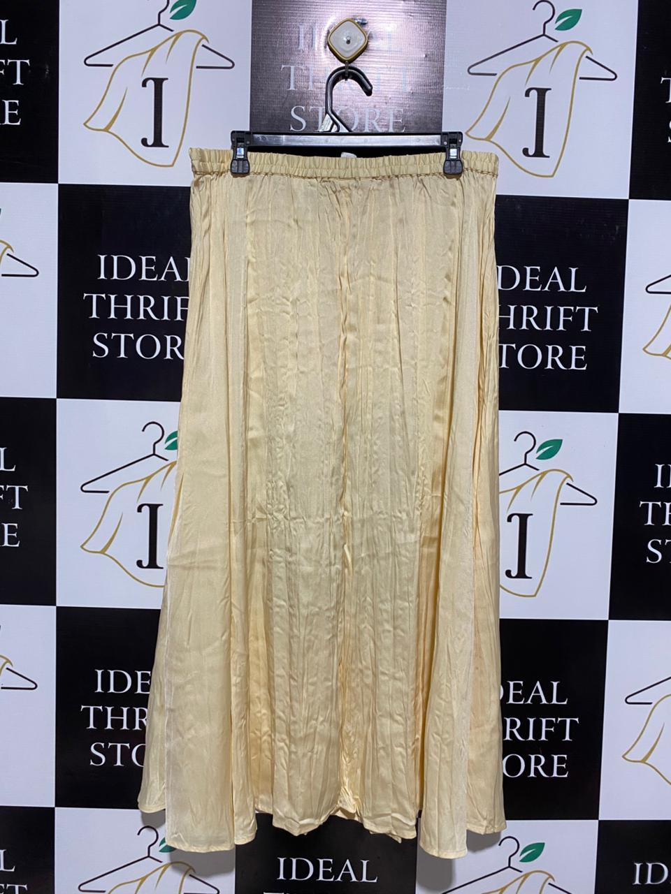 H&M |L| WAIST 32| C6| PALE YELLOW SATIN-LOOK MAXI SKIRT