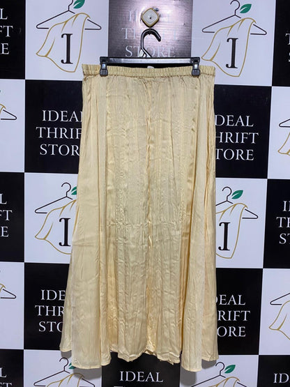 H&M |L| WAIST 32| C6| PALE YELLOW SATIN-LOOK MAXI SKIRT