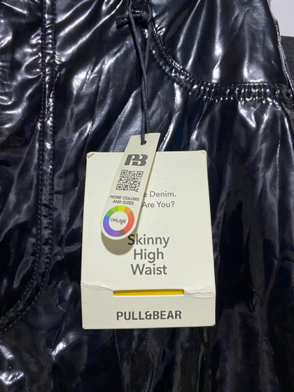 PULL & BEAR |M| WAIST 29| SHINY BLACK VINYL SKINNY HIGH WAIST TROUSERS