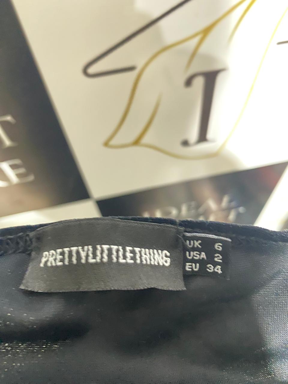 PRETTYLITTLETHING |M| BUST 16| BLACK VELVET STRAPLESS PLUNGING SWEETHEART MAXI GOWN |B1|