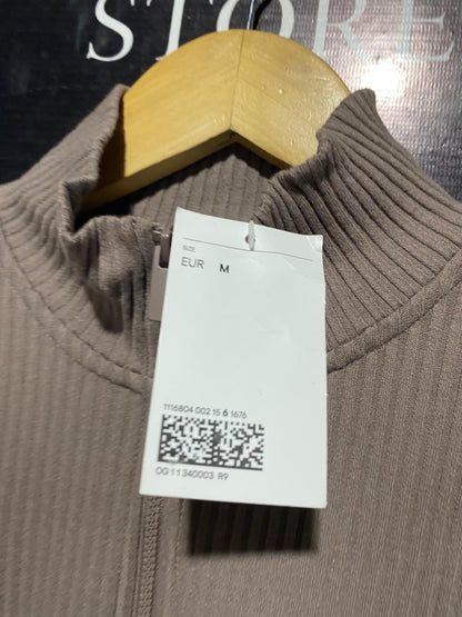 H&M |M| BUST 16| TAUPE RIBBED QUARTER-ZIP MOCK NECK MINI DRESS |B1|