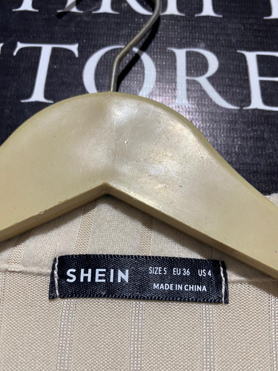 SHEIN |S| BUST 19| BEIGE RIBBED V-NECK COLLARED MAXI DRESS |B1|