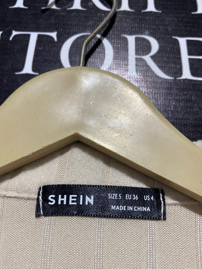 SHEIN |S| BUST 19| BEIGE RIBBED V-NECK COLLARED MAXI DRESS |B1|