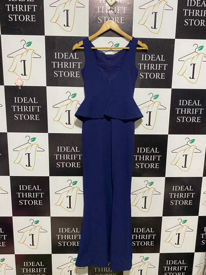 QUIZ |M| BUAT 15| ROYAL BLUE PEPLUM MAXI DRESS - ORNATE SILVER BEADED BACKLESS GOWN |B1|