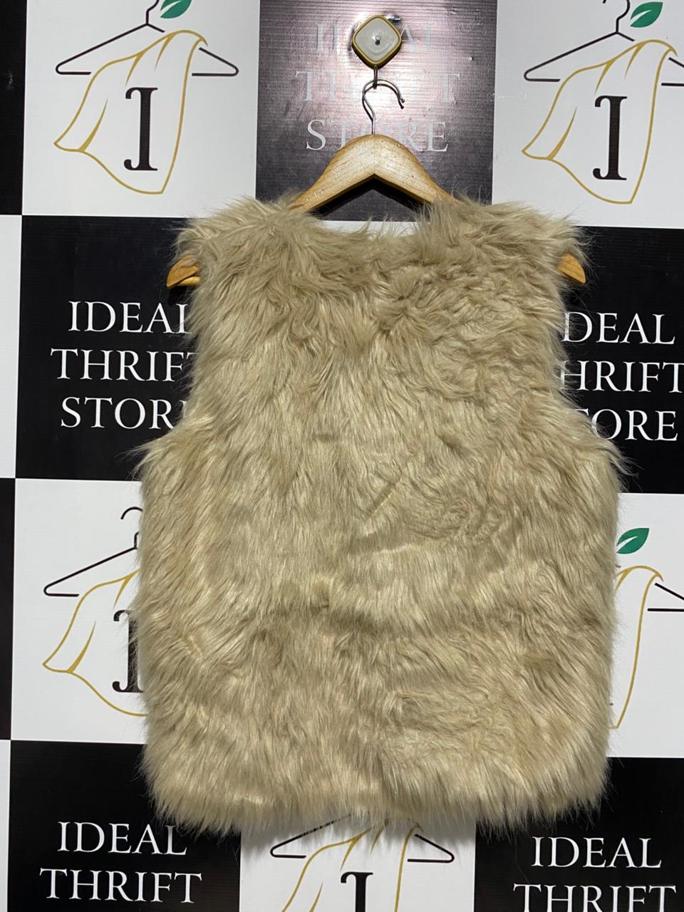 ATMOSPHERE |M| BUST 20| LUXE TAN FAUX FUR VEST SHAGGY BOHO GLAM WAISTCOAT |B1|