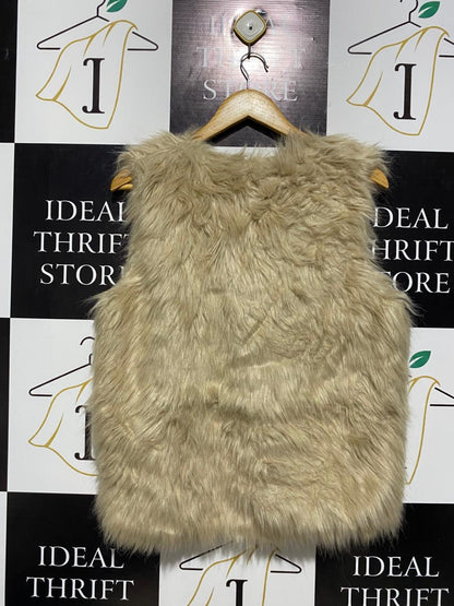 ATMOSPHERE |M| BUST 20| LUXE TAN FAUX FUR VEST SHAGGY BOHO GLAM WAISTCOAT |B1|