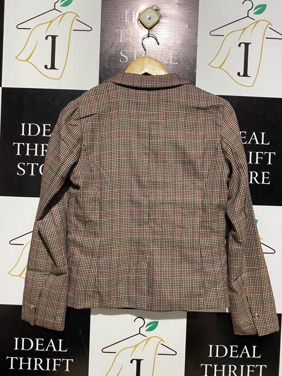 NEXT |M| BUST 18| TAILORED HOUNDSTOOTH BLAZER VINTAGE STYLE CHECK WITH ANIMAL PRINT LINING |B1|