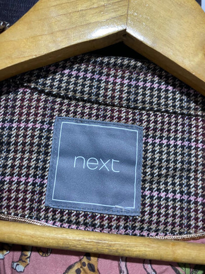 NEXT |M| BUST 18| TAILORED HOUNDSTOOTH BLAZER VINTAGE STYLE CHECK WITH ANIMAL PRINT LINING |B1|
