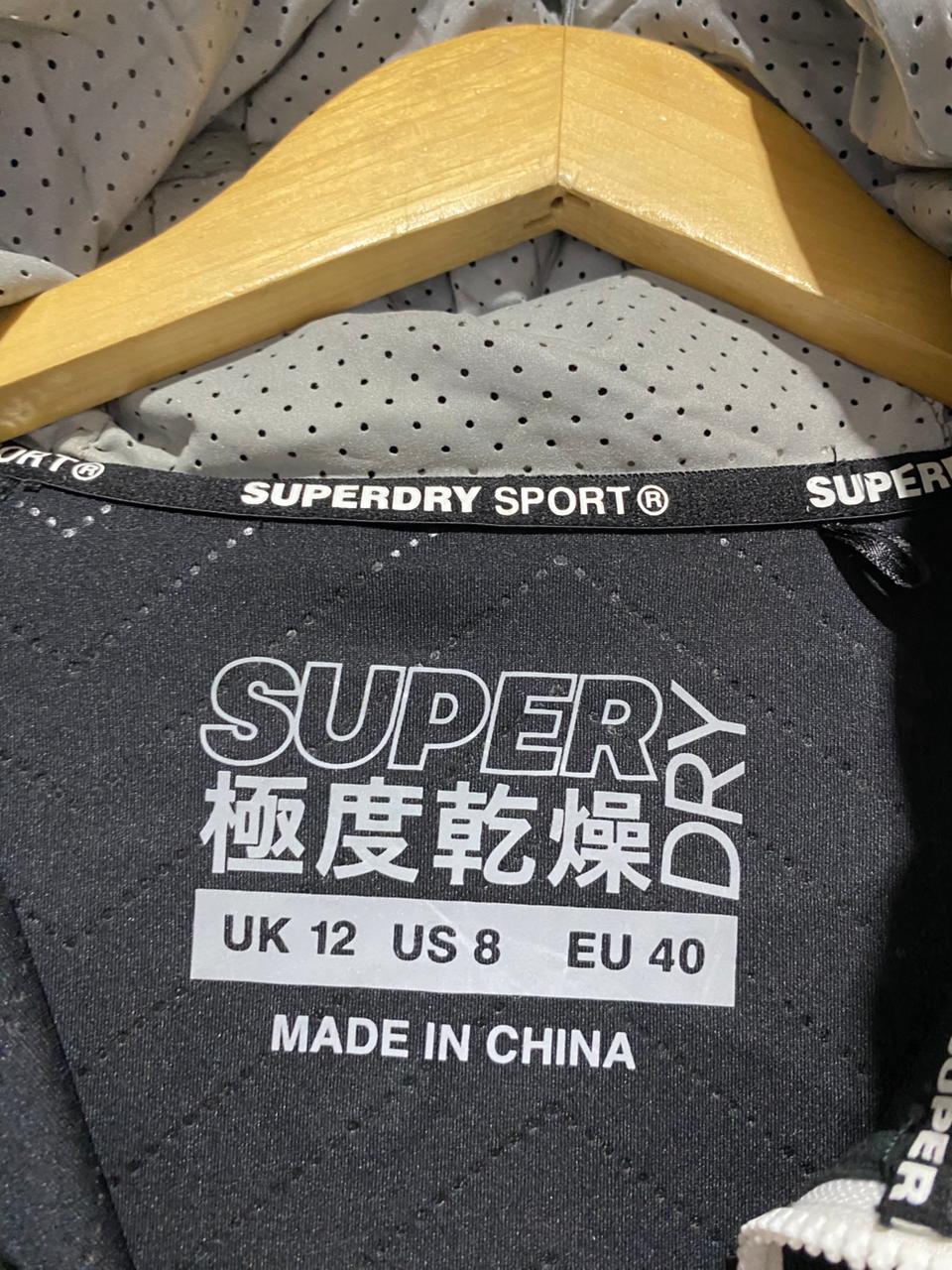 SUPERDRY SPORT |M| BUST 19| BLACK QUILTED TEXTURE ZIP-UP HOODIE |B1|