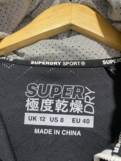 SUPERDRY SPORT |M| BUST 19| BLACK QUILTED TEXTURE ZIP-UP HOODIE |B1|