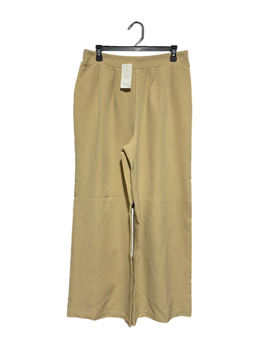 NEW LOOK |L| WAIST 31| B1| BEIGE WIDE-LEG PLEATED TROUSERS
