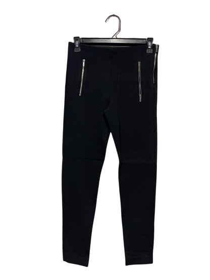 ZARA |M| WAIST 27|B1| BLACK HIGH-WAISTED MOTO LEGGINGS WITH SILVER ZIPPER ACCENTS